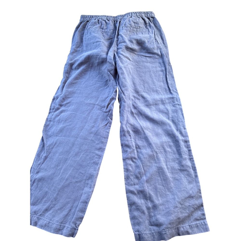 LL Bean Womens Blue 100% Linen Classic Fit Straight Leg Pants 10 Petite 268512 - Picture 2 of 7